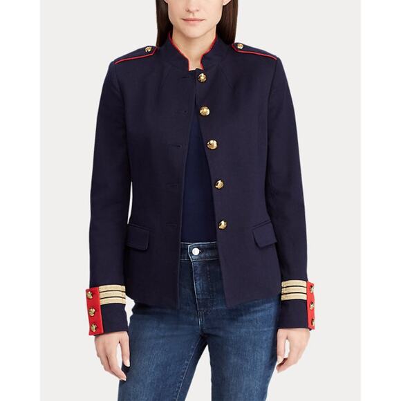 Lauren Ralph Lauren Officer's Jacket Size 6 Slim fit Stand Collar Gold Buttons - Picture 3 of 16